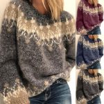 Wishebay New Women's Autumn And Winter Casual Loose Mauhair Coarse Knitted Jacquard Women's Sweater