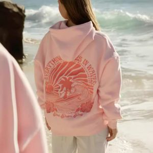 2024 New European Size Women's Shoulder Sleeve Threaded Chasing Sunsets Brand Sweater Hoodie Printing