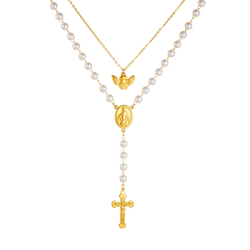 Tassel Cross Stainless Steel Ornament Necklace - Image 4