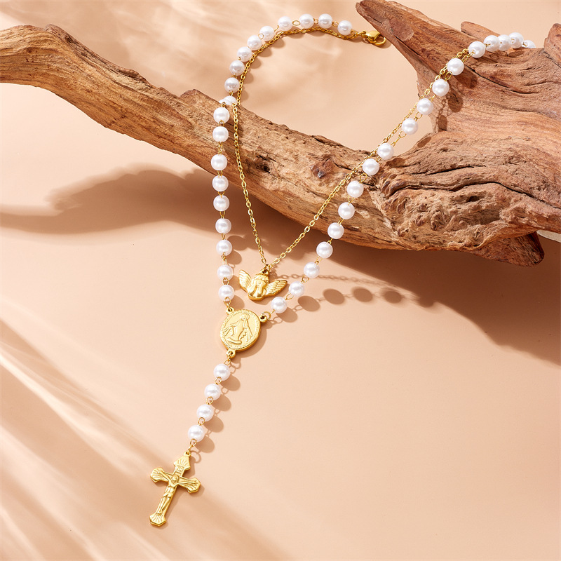 Tassel Cross Stainless Steel Ornament Necklace - Image 3