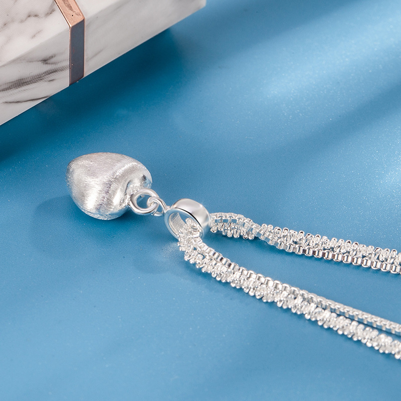 Double Layer Brushed Heart Pendant Necklace For Women High-end Feel Light Luxury Necklace Collarbone Chain Fashion Jewelry - Image 5